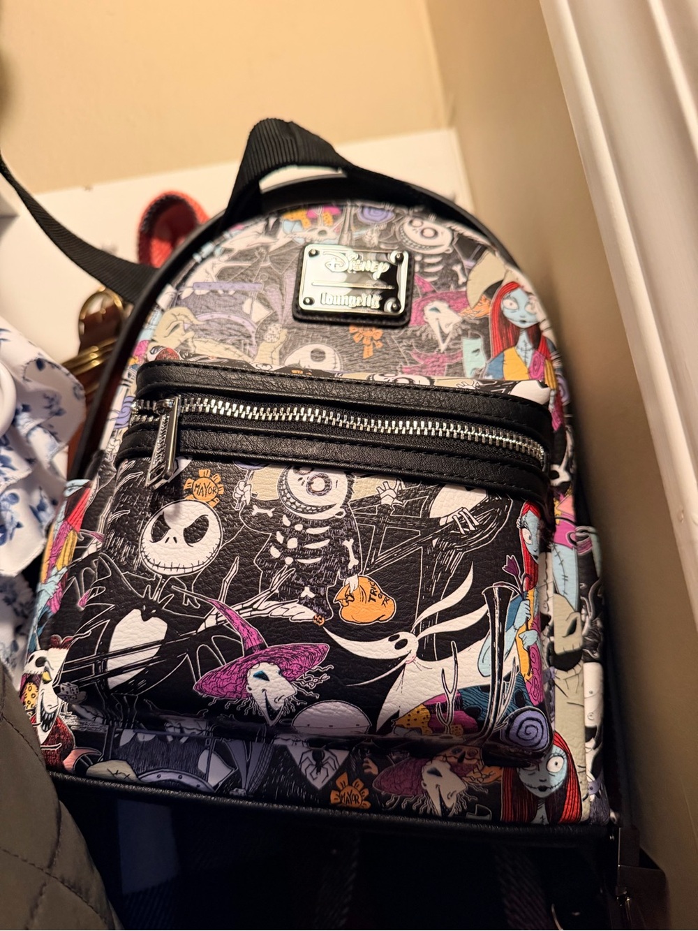 Loungefly Black Multi-Color The Nightmare Before Christmas Mini Backpack